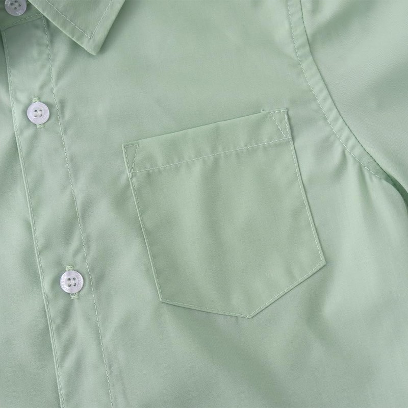 Spring&Gege Boys' Short Sleeve Dress Shirts Formal Uniform Poplin Solid,