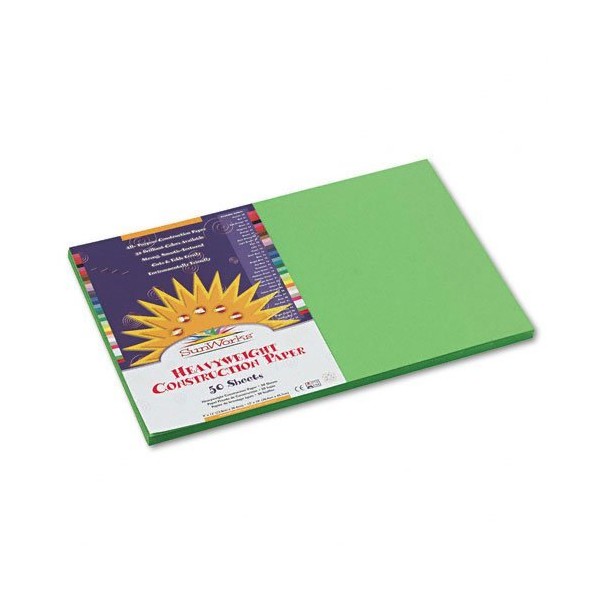 Construction Paper, 58 lbs., 12 x 18, Bright Green, 50