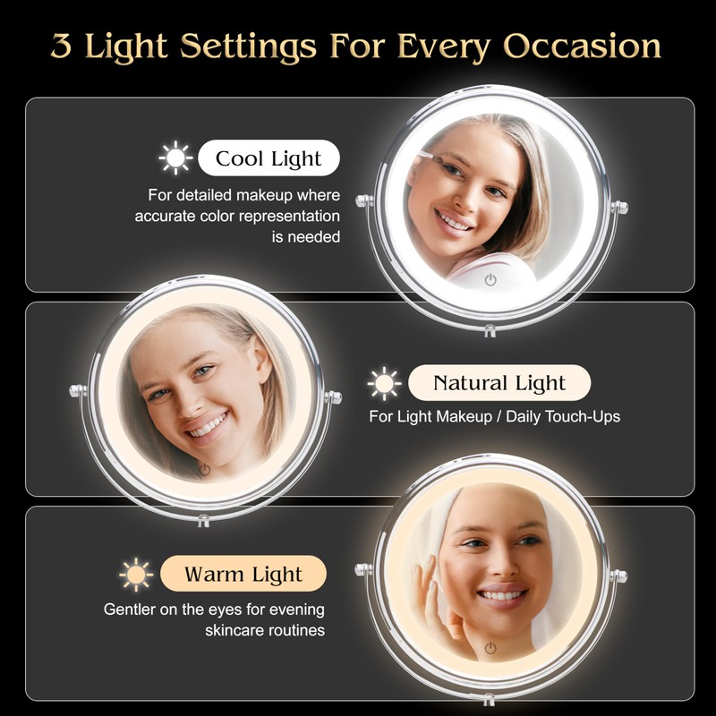 Super Zoom 15X Magnifying Makeup Mirror with Lights - 15X