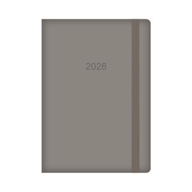 2026 A5 Diary Week Day A Page - Grey Soft Faux Leather Cover Elastic Closure - 2026 Daily Planner Business Work Study Travel Organiser