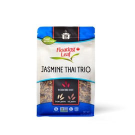 3 Packs x 14 ounces Jasmine Thai Trio, Riceberry Rice (Jasmine Black Rice), Brown Jasmine Rice and Red Jasmine Rice, Non Gluten, Non-Gmo, Kosher and Vegan - Floating Leaf