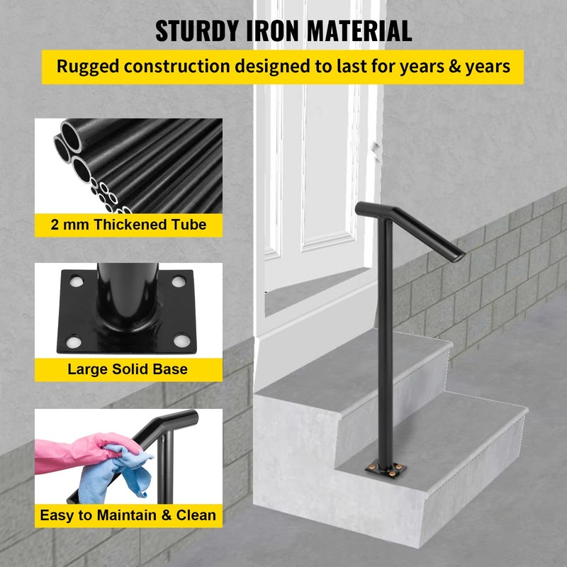 Happybuy Single Post Handrail, Black
