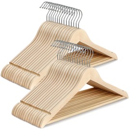 TOPIA HANGER Unfinished Natural Wooden Hangers 30 Pack- 360° Swivel Hook and Smoothly Cut Shoulder Notches-Premium Wood Clothes Hangers for Suit, Coat, Jacket, Pant, Camisole-CT10N30