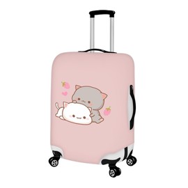 HELLHERO Kawaii Strawberry Cat Luggage Covers for Suitcase 25-28 inch Washable Suitcase Cover Travel Accessories Baggage Case Elastic Trunk Cover Protector Oragnizer