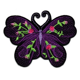 Purple Butterfly Embroidered 3.2"X2.5" Patch Sew Iron On Colorful 2917