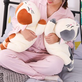 Cat Big Plush Hugging Pillow, Super Soft Kitten Kitty Stuffed Animals Toy Gifts for Kids, Girls, Bed, Christmas, Valentine 21.7" (Gray)