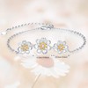 KINGWHYTE 925 Sterling Silver Daisy Bracelet for Women Adjustable Flower
