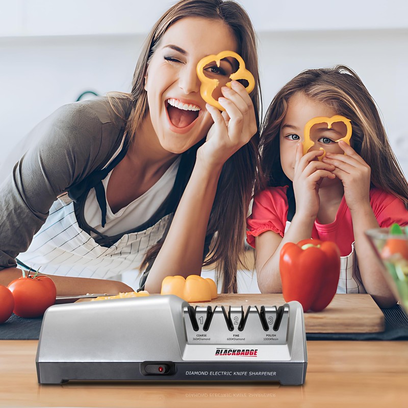 BLACKBADGE Professional Electric Knife Sharpener for Kitchen Knives, 3-Stages Sharpener