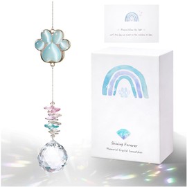 Pet Memorial Suncatcher - Dog Paw Memorial Gifts, Pet Loss Crystal Prisms Rainbow Maker, Lost of Dog Bereavement Gift Idea, Thoughtful Dogs and Cats Remembrance Sun Catcher, Pet Sympathy Gifts