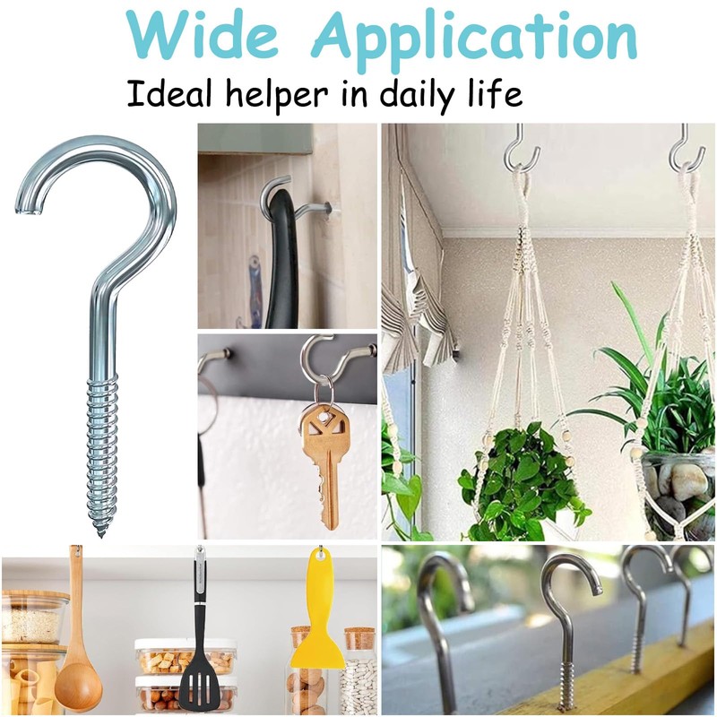 GESDYO 12Pcs 3.2 inches Screw-in Hook Self-Tapping Screw Hooks Open