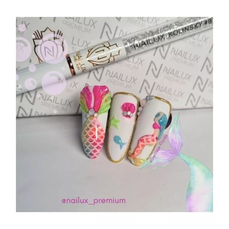 Nailux Premium Pincel Nailux Premium #8. Calidad Kolinsky. Uñas Acrílicas.