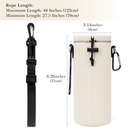 Linkidea Neoprene Water Bottle Carrier Bag Compatible with Owala FreeSip 32oz, Twist 32oz, Insulated Water Bottle Sleeve Sling Holder with Adjustable Strap, Off White