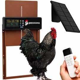 Automatic Chicken Coop Door Solar Powered with HD Screen, Timer & Light Sensor, 5 Modes, Aluminum Alloy, Remote Control Up to 70M