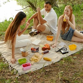 Annaklin Collapsible Food Storage Containers with Lids, Small Silicone Snack Containers, Stackable Portion Control Containers, Mini Fridge Organizer, Microwave Freezer Dishwasher Safe, 6.5oz, 6 Pack