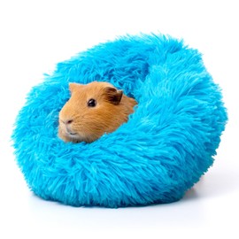 Paw Inspired Furr-O Burrowing Pet Bed with Zip-On Spandex and Fleece Bottoms for Guinea Pigs and Other Small Animals, Cozy Carrier, Hideout Enrichment Toy, Cage Accessories (Blue)