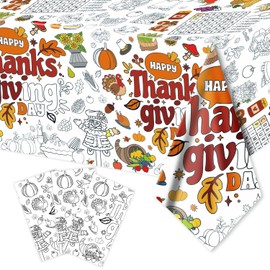 Collenatsy Paper Coloring Tablecloth | Table Decor Indoor- Banner | Crafts for Kids - Kids Games Gifts Activities Party Favors Supplies,47" x 70" (Thanksgiving)