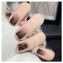 SEMTIM Nail Tips, 24 Pieces, Medium Short, Round False Nails, Short Nail Tip, Medium Long, Popular, Japanese Style, Cute, Simple, Stylish, Adult Ceremonies, School Entrance Ceremonies, Graduation Ceremonies, Nail Tips (B708)