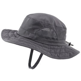 Connectyle Kids UPF 50+ Bucket Sun Hat UV Sun Protection Hats Wide Brim Summer Beach Hat Dark Grey
