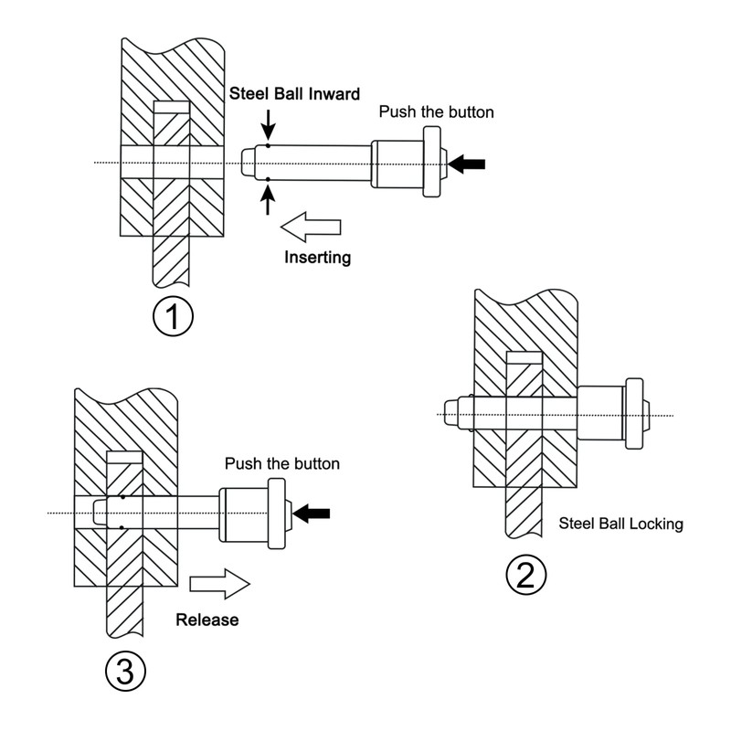uxcell Ball Locking Pins with Button Handle, 304 Stainless Steel