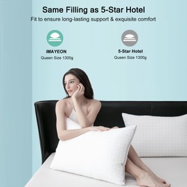 iMAYEON Bed Pillows, Hotel Collection Pillows for Sleeping, Standard Queen Size Set of 2, Extra Soft Down Alternative Pillow, Bedding for Back, Stomach or Side Sleepers