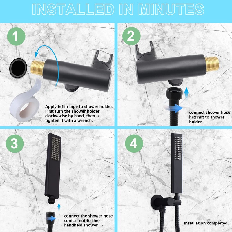 Backnets Solid Brass Handheld Shower Head Arc Design High Pressure