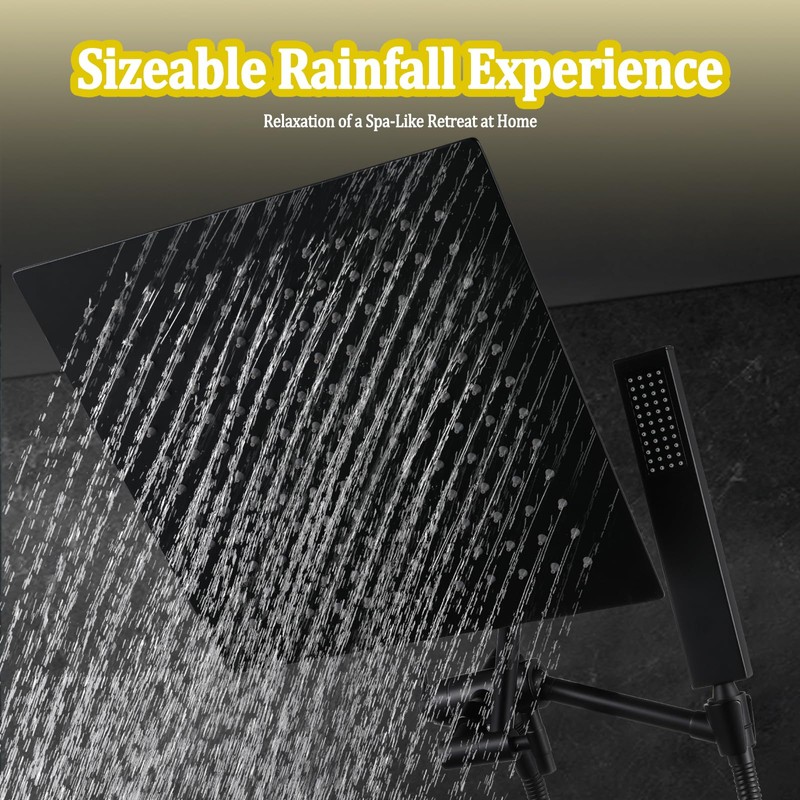 All Metal 12" Rainfall Shower Head with Handheld Spray Combo,