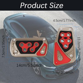 Zufoty 2PCS Car Pedal Covers, Premium Aluminum Alloy Non-Slip Gas and Brake Pedals Covers for Safe Driving, Automatic Transmission Gas Pedal Brake Pedal Cover Universal Car Accessories Fits Most Car