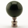 Ceramic 40mm Hunter Green Ball Nickel Base Finial 2.25" h