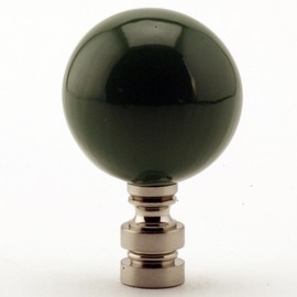 Ceramic 40mm Hunter Green Ball Nickel Base Finial 2.25" h