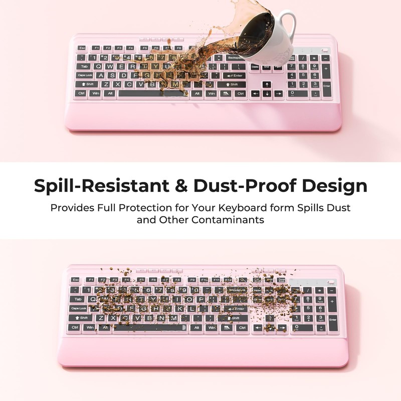 KOPJIPPOM Wireless Keyboard and Mouse Set with Quiet Keys, 2.4G