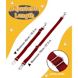 2pack Dog Car Seat Belts, Adjustable Dog Seat Belt for Dogs In Car, Dog Seat Belts for Cars UK, Car Dog Seat Belt Clip, Dog Car Seat Belt, Dog Safety Belt for Car (Red)