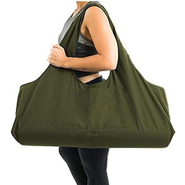 Namvo Large Yoga Mat Bag Multi-Purpose Gym Bag Yoga Mat Tote Sling Carrier with Side Pocket Fits Most Size Mats Army Green