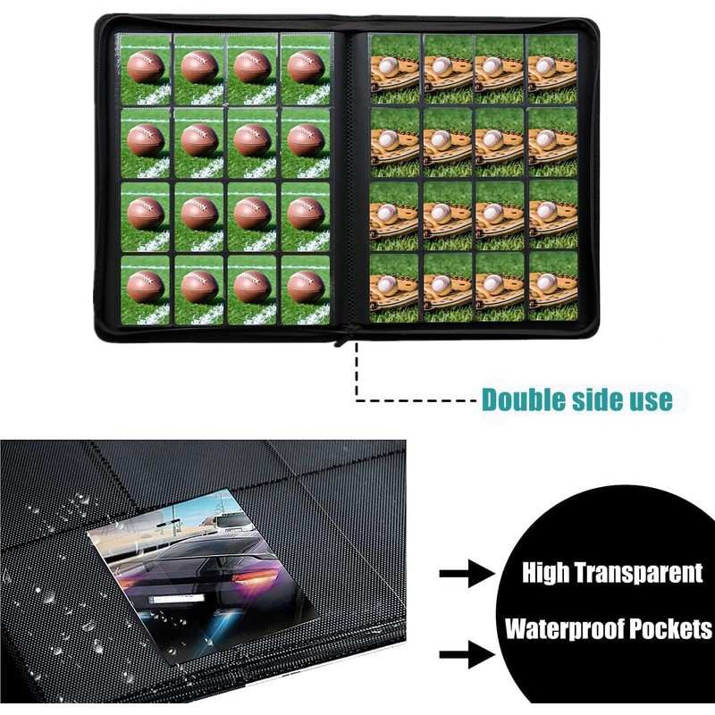 Trading Card Binder 16 Pocket, 1000+ Pockets Ringless PU Cover