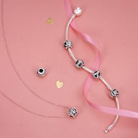 LaMenars Vintage Alphabet Letter Charm 925 Sterling Silver Beads Charms with Clear Cubi Ziconia Compatible with European Bracelets & Necklaces Birthday Gift for Womens & Girls(Letter A)