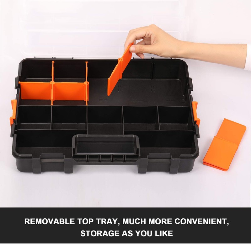 Makitoyo Tool Box Organizers, Interlocking Black Small Parts Organizer for