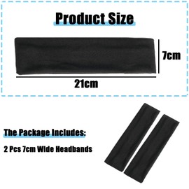 2 PCS 7cm Wide Black Headbands for Women Men, Fashion Head Bands, Headbands for Women's Hair, Sports Hair Bands for Men, Stretchy Hair Bands for Makeup, Yoga, Running, Gym（2 PCS Black）