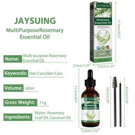 2 x Rosemary Oil for Hair Hair Growth Accelerate Rosemary Water Hair Rosemary Essential Oil 60 ml Accelerate Hair Growth Suitable for Aromatherapy Massage