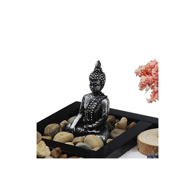 ZEN&TAO Japanese Zen Garden, Black Tray with Two Trees, Two