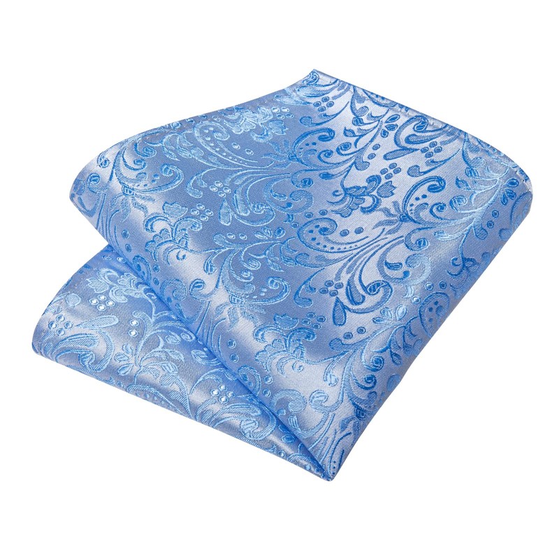 DiBanGu Conjunto de corbata de seda para hombre, Floral Azul