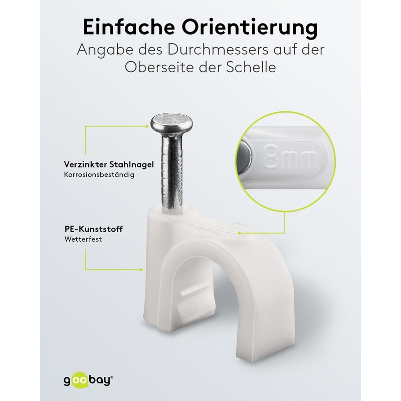 Goobay 17080 Cable clip white - max. cable diameter: 8.0