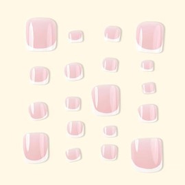Uñas de Los Pies Postizas, 12 Tamaños Natural Francesas Uñas Postizas Pies
