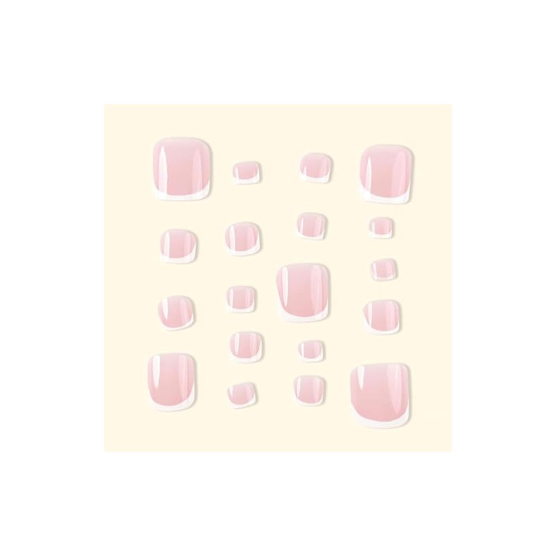 Uñas de Los Pies Postizas, 12 Tamaños Natural Francesas Uñas