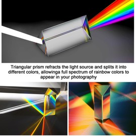 Kanayu 12 Pack Clear Triangular Prism Optical Glass Triangular Prism Triple Prism for Photography Effects Physics Teaching Light Spectrum Optics Prism (2.5 Inch)