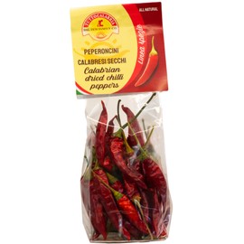 Dried Whole Calabrian Chili Peppers, 20 g, Dry Peppers on Stem, Great for cooking or decoration, All Natural, Non-GMO, Product of Italy, TuttoCalabria
