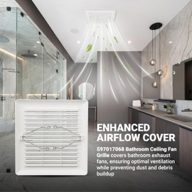 BlueStars C350GN S97017068 Bathroom Ceiling Fan Grille with Springs - for Bathroom 695 696N Vent Fan Cover 690 693 VC305C3N 695 Ventilation Wall-Mount Exhaust Fans - 9-1/8" x 8-3/4"