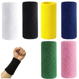 DNOMXB Pack of 6 Sweatband Wristbands, Sports Bracelets, Elastic Sweatband, Absorbent Sweatbands for Men and Women, Fitness Arm Sports Wristbands, Colourful Sweatband Wrist for Tennis