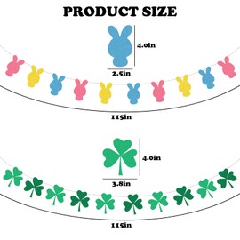 Easter Clover Bunny Banner Pre-Strung Easter Decorations, Easter Backdrop, Happy Bunny Festival Decorations No DIY Decor, Happy Holidays Banner Supplies St. Patrick's Day Decoration Banner Decor