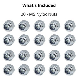 M5 Nyloc Steel Nuts, 5mm Self Locking Nuts with Nylon Inserts (20 Pack) Evelyne