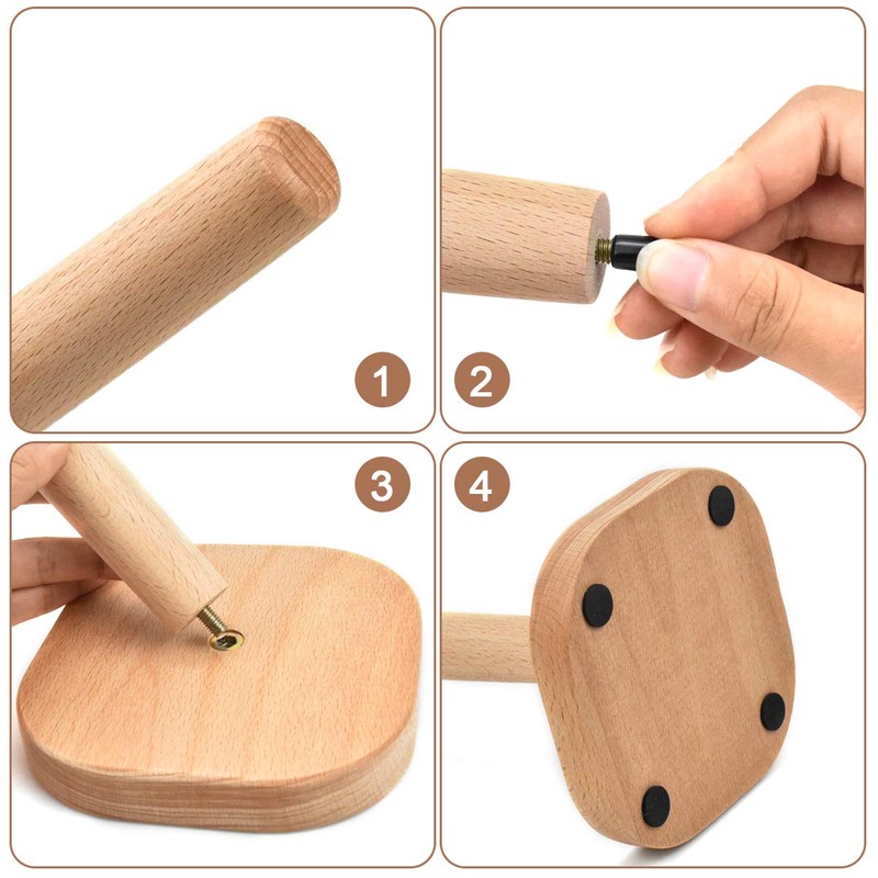 Kitchen Roll Holder, Freestanding Wooden Kitchen Roll Stand, Non-Slip Paper