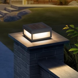 PAKEDANDUN Solar Post Light,Outdoor Modern Fence Deck Cap Lights Pillar Lamp Waterproof Lantern 3000K Luxury LED Lighting for Patio Gate Driveway Column Garden Decor (7.9"X7.9")